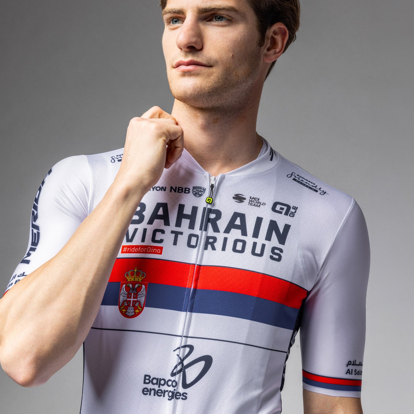 Short Sleeve Jersey Man Bahrain Victorious Campione Serbia